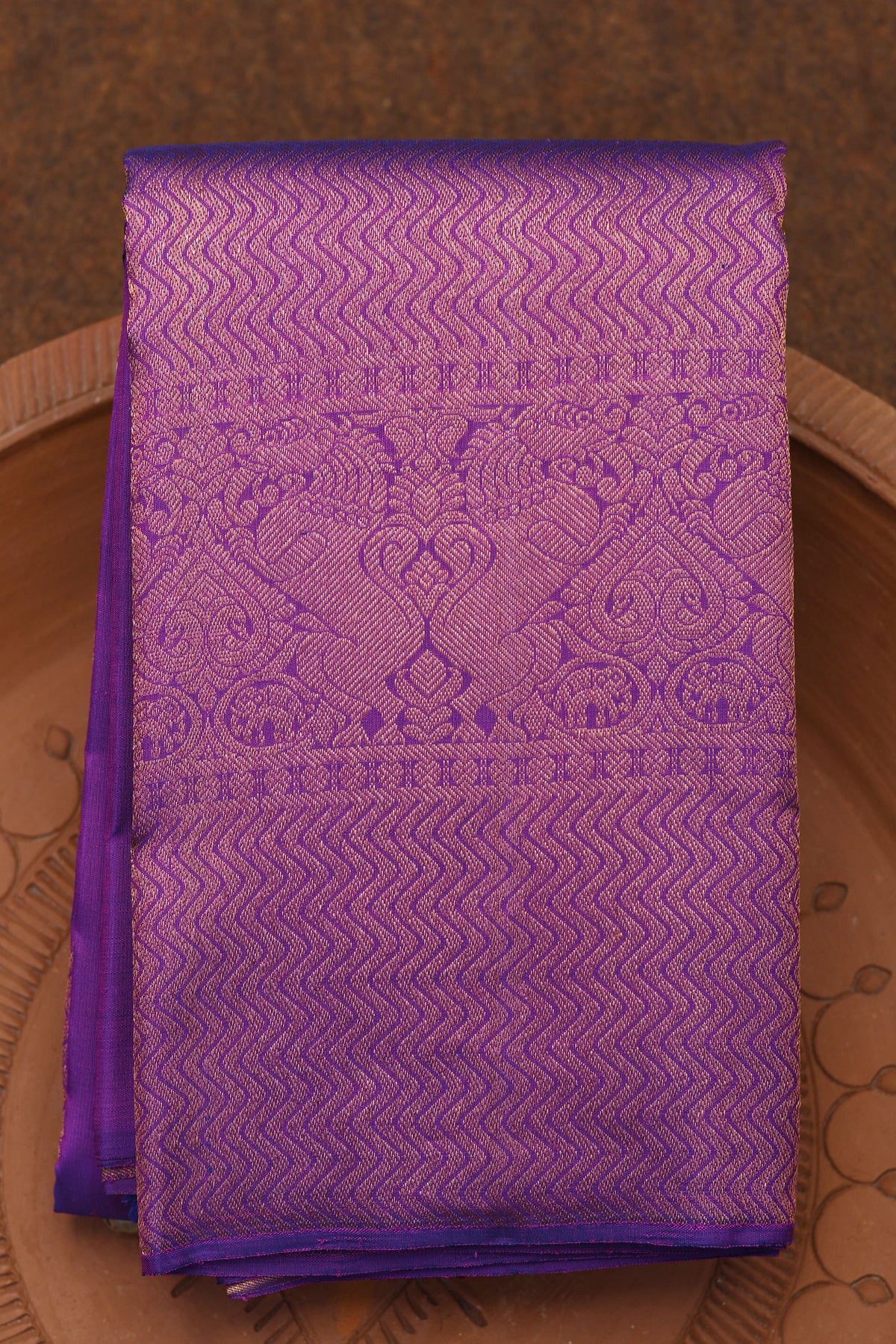 Vanki And Yazhi Design Purple Kanchipuram Silk Saree