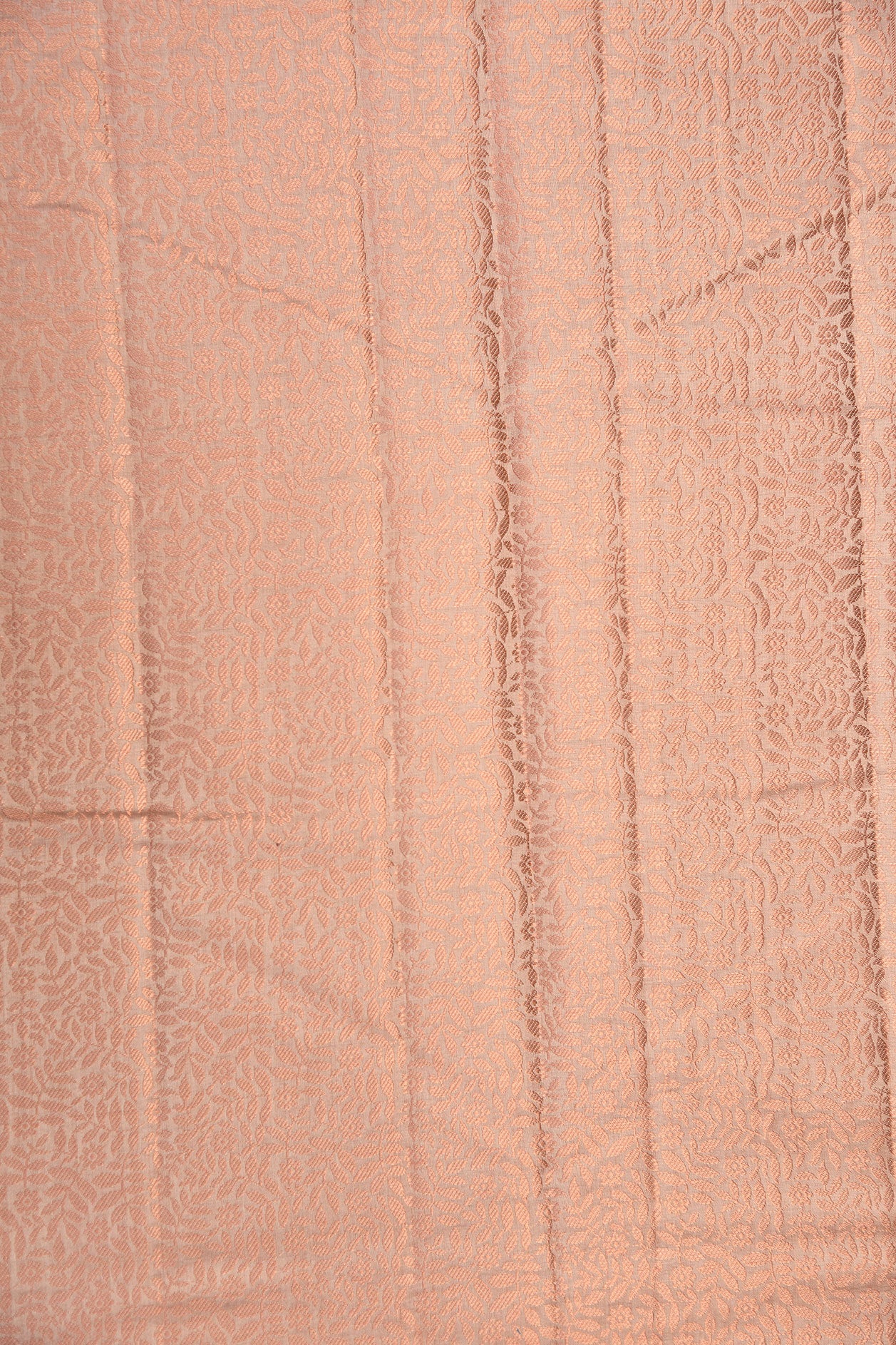 Copper Zari Floral Buttas Peach Raw Silk Saree