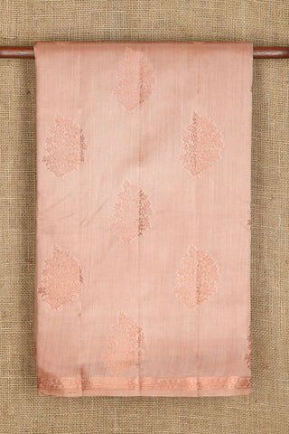 Copper Zari Floral Buttas Peach Raw Silk Saree