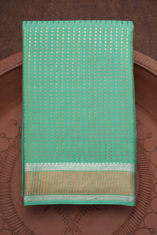 Copper Zari Stripes Mint Green Crepe Saree