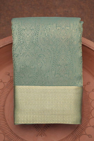 Allover Zari Design Dusty Green Crepe Silk Saree