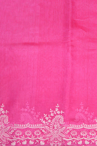 Embroidered Border In Plain Hot Pink Organza Silk Saree