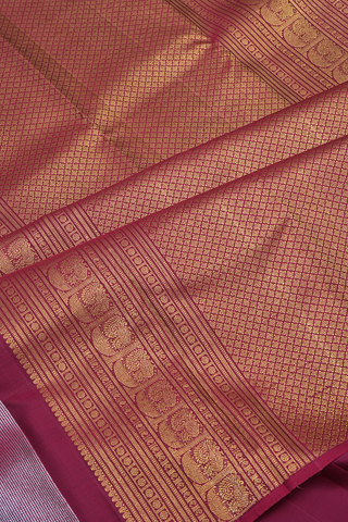 Stripes With Paisley Design Burgundy Kanchipuram Silk Saree