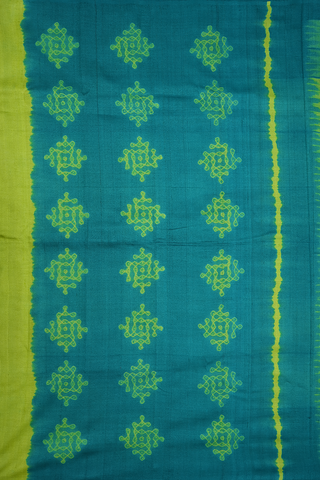 Shibori Design Green And Yellow Tussar Saree