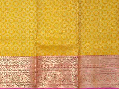 Brocade Design Sunflower Yellow Pavadai Sattai Material