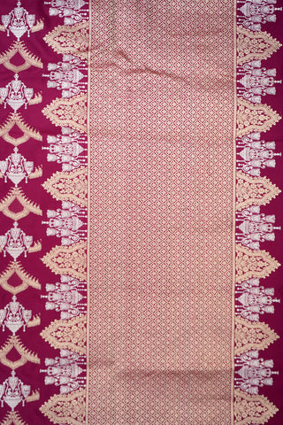 Scallop Design Mulberry Pink Banarasi Silk Saree