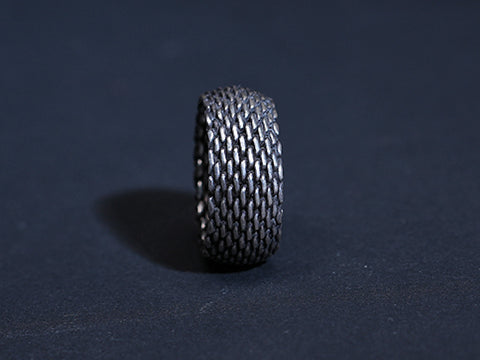 Interwoven Design Oxidised Pure Silver Ring