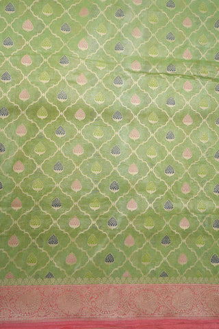 Trellis Design Pastel Green Banarasi Silk Saree