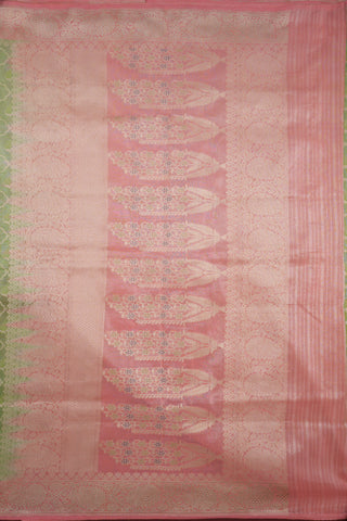 Trellis Design Pastel Green Banarasi Silk Saree