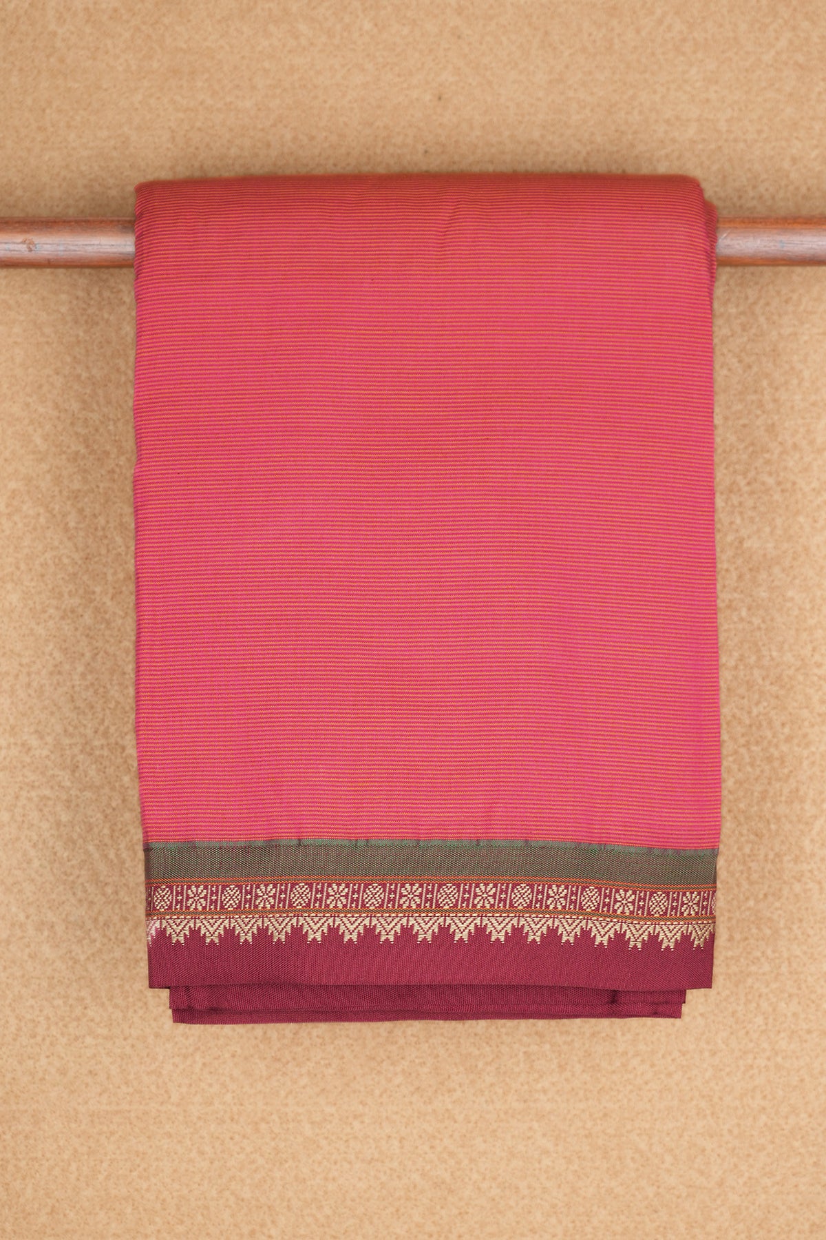 Allover Small Stripes Rani Pink Dharwad Cotton Saree