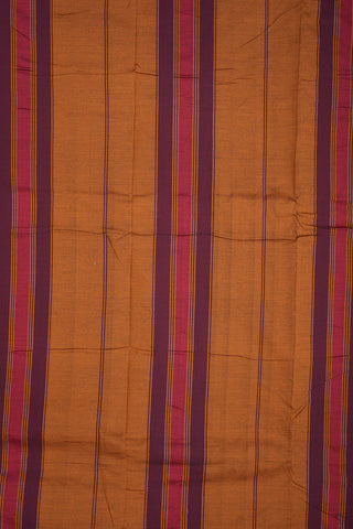Multicolor Stripes Temple Border Maroon Dharwad Cotton Saree