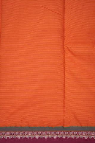 Allover Small Striped Spiced Orange Dharwad Cotton Saree