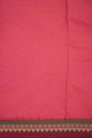 Allover Small Stripes Rani Pink Dharwad Cotton Saree
