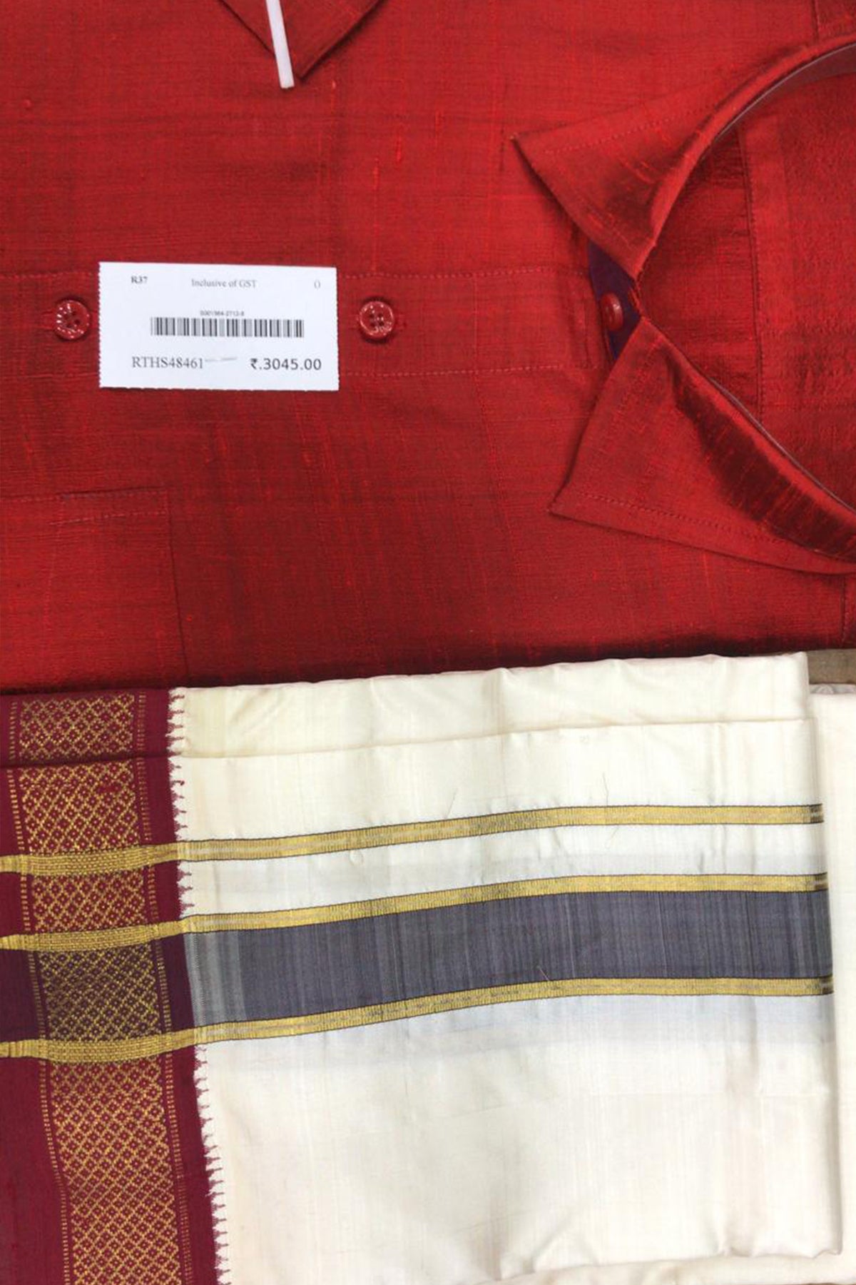 Traditional Silk Dhoti And Shirt