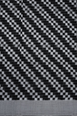 Diagonal Design Black Pochampally Cotton Saree