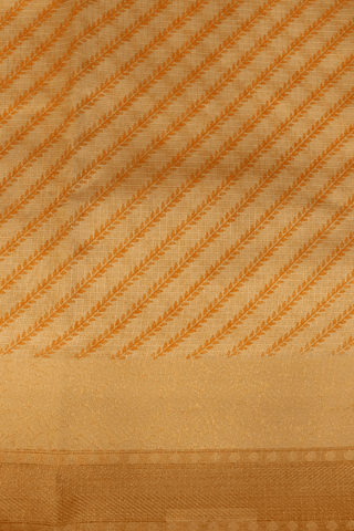 Diagonal Design Gold And Orange Kota Cotton Saree