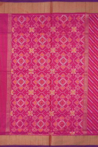 Diagonal Design Magenta Pochampally Silk Saree