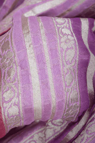 Diagonal Design Multicolor Georgette Banarasi Silk Saree