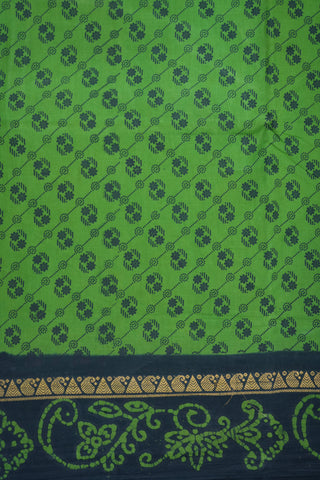 Diagonal Floral Design Fern Green Nine Yards Sungudi Cotton Saree