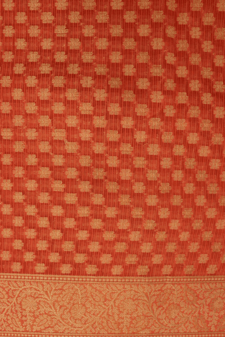 Diagonal Printed Design Pastel Red Kota Cotton Saree