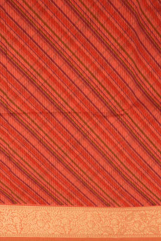 Diagonal Printed Design Pastel Red Kota Cotton Saree