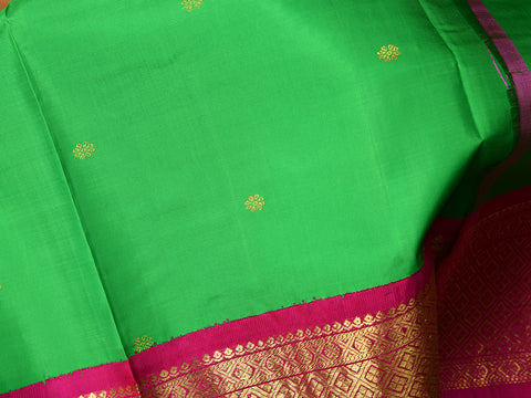 Diamond Border Design With Green Kanchipuram Silk Pavada Sattai Material