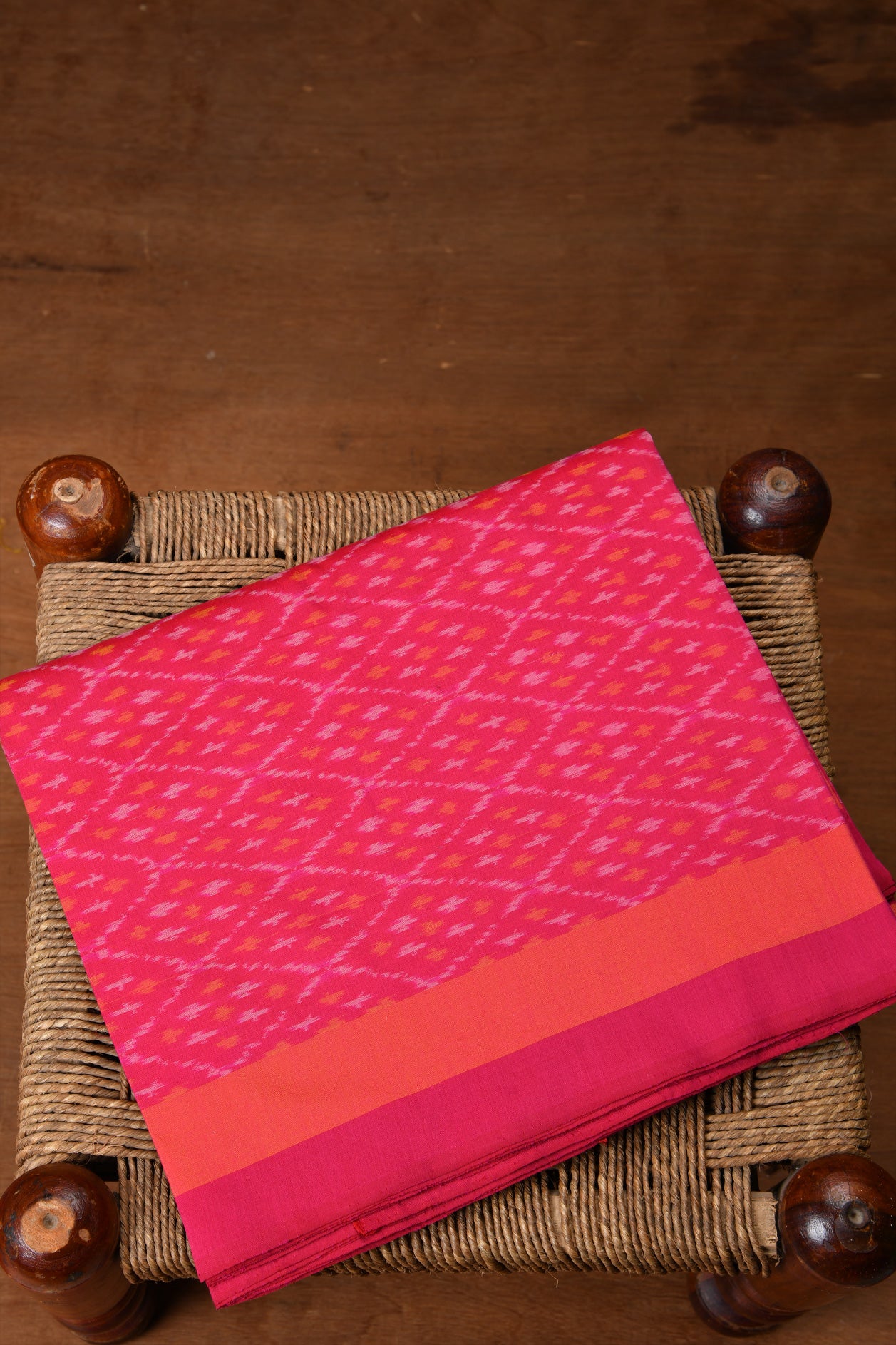 Diamond Ikat Design With Pink Pochampally Silk Saree