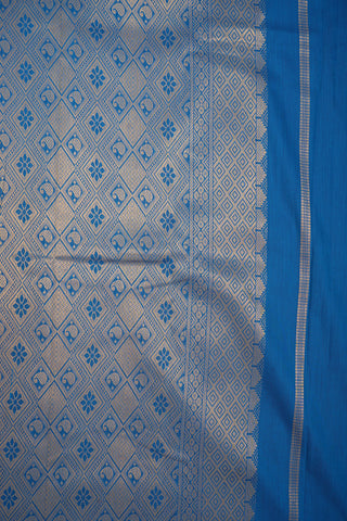 Diamond And Floral Zari Motifs Cobalt Blue Apoorva Art Silk Saree
