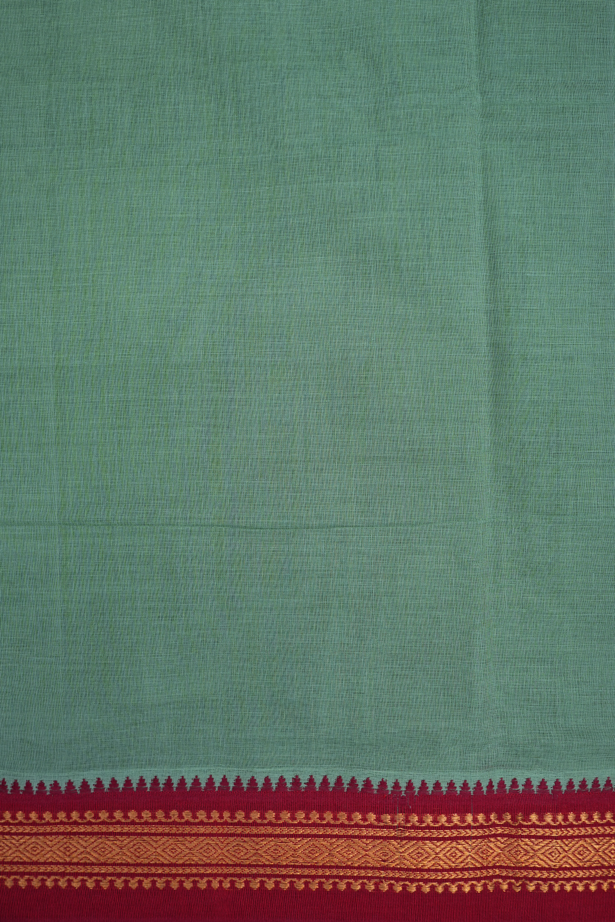 Diamond Border Plain Dusty Green Mangalagiri Cotton Saree
