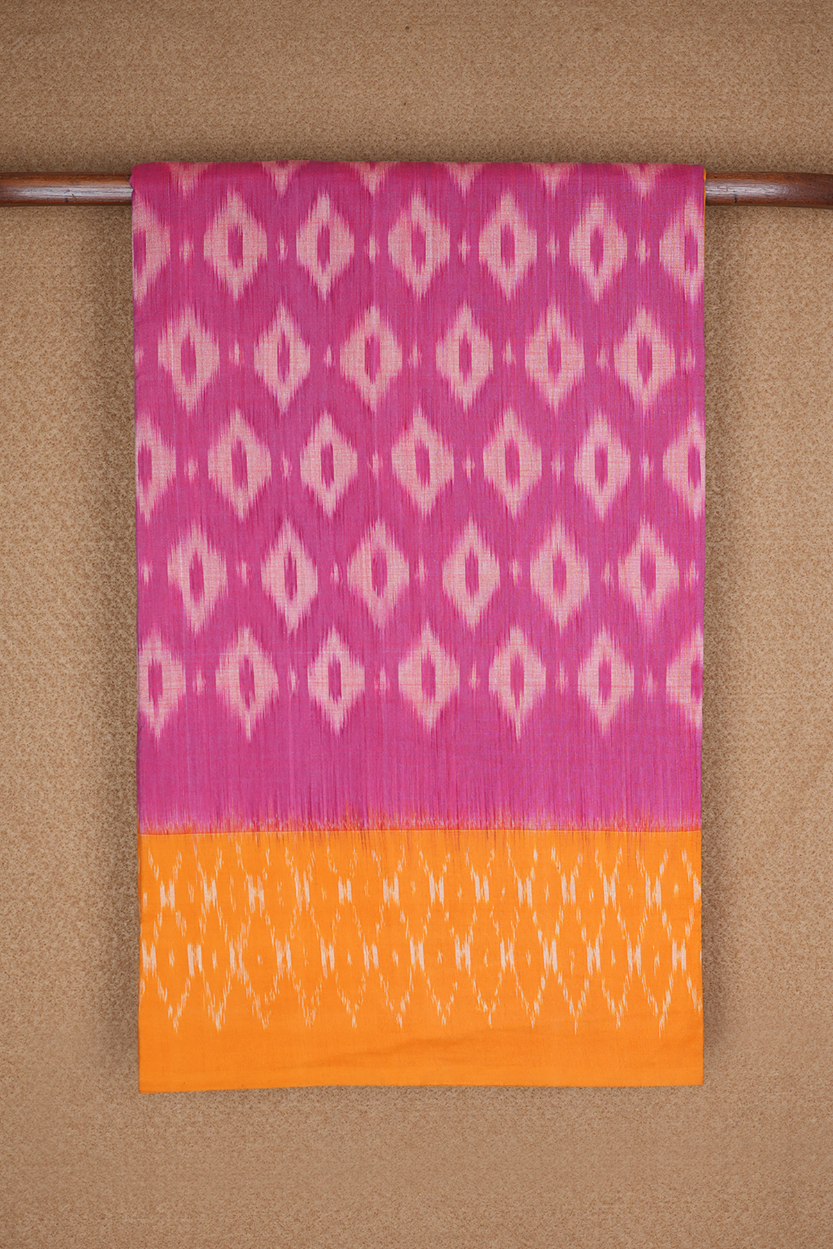 Diamond Buttas Design Rani Pink Pochampally Cotton Saree