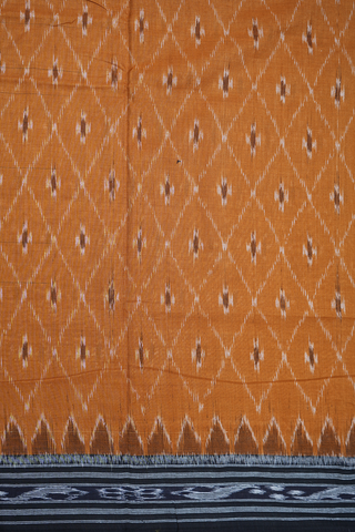 Diamond Design Caramel Brown Pochampally Cotton Saree