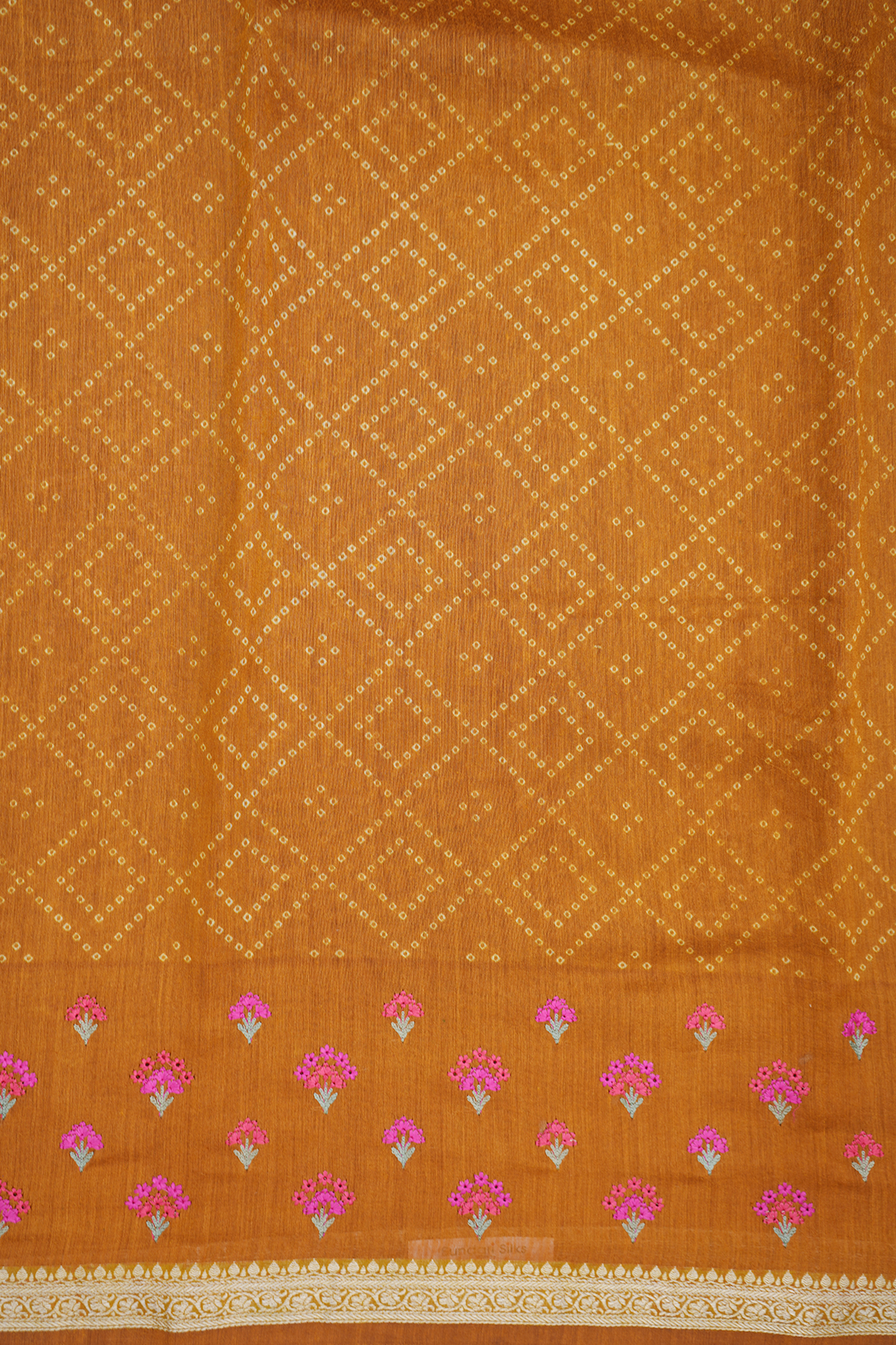 Diamond Design Ginger Orange Chanderi Silk Cotton Saree
