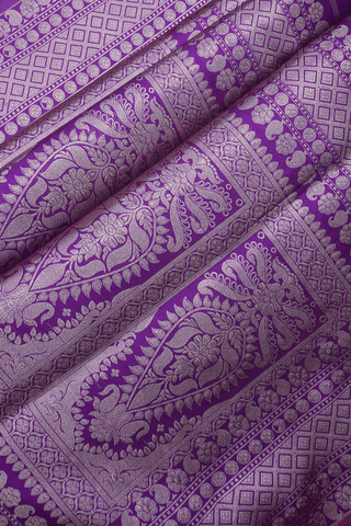 Diamond Design Grape Purple Banarasi Silk Saree