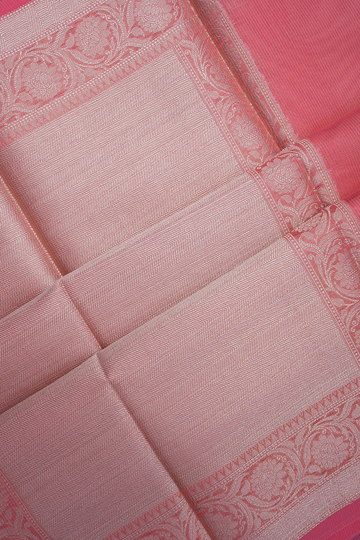 Diamond Design Peach Pink Kota Cotton Saree