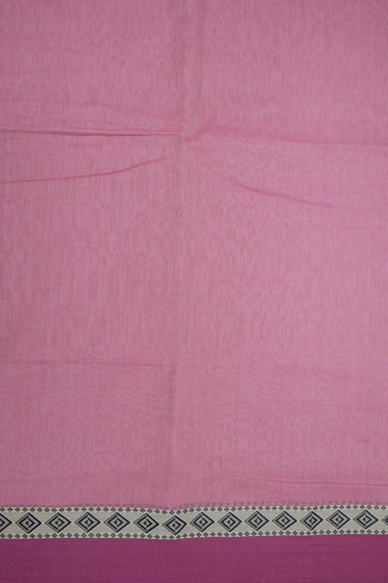 Diamond Design Threadwork Border Plain Orchid Pink Bengal Cotton Saree