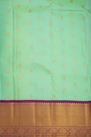 Diamond Peacock Buttas Pastel Green Kanchipuram Silk Saree