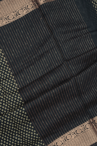 Diamond Printed Design Black Chanderi Silk Cotton Saree