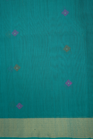 Diamond Threadwork Buttas Peacock Green Bengal Cotton Saree