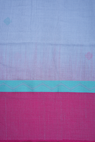 Diamond Threadwork Buttas Steel Blue Bengal Cotton Saree
