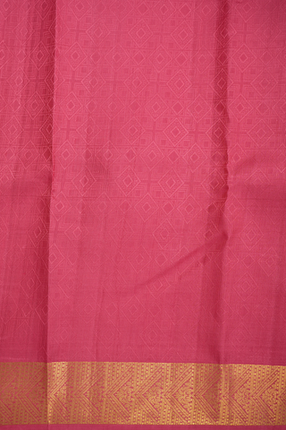 Diamond Threadwork Design Coral Orange Kanchipuram Silk Saree