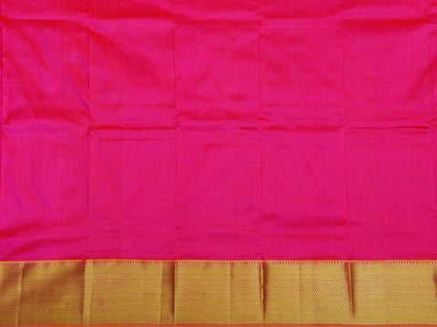 Diamond Zari Border In Buttas Rani Pink Kanchipuram Silk Unstitched Pavadai Sattai Material