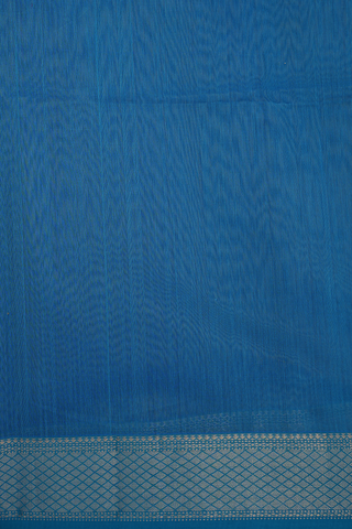 Diamond Zari Border Steel Blue Maheswari Silk Cotton Saree