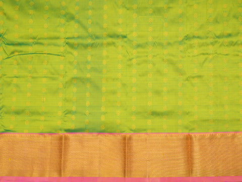 Diamond Zari Border With Floral Motifs Lime Green Pavadai Sattai Material