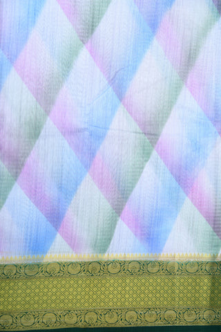 Diamond Zari Border With Geometric Pattern Multicolor Semi Raw Silk Saree