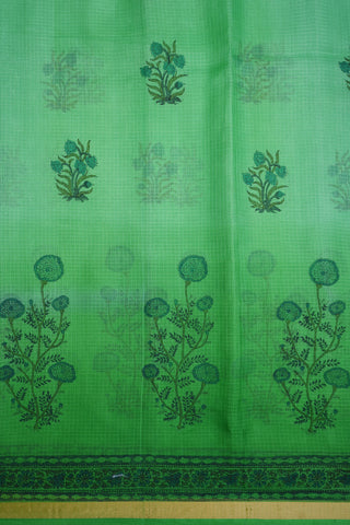 Digital Printed Floral Design Green Kota Saree