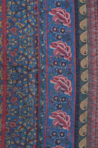 Digital Printed Kalamkari Red Semi Silk Saree