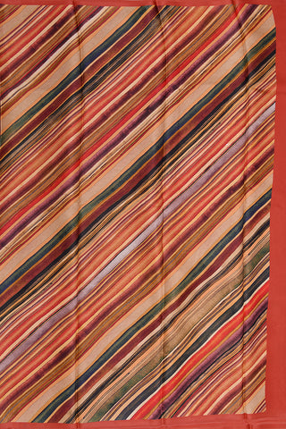 Digital Printed Multicolor Satin Crepe Saree