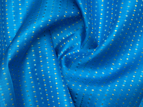 Dots Design Sky Blue Kanchipuram Silk Blouse Material