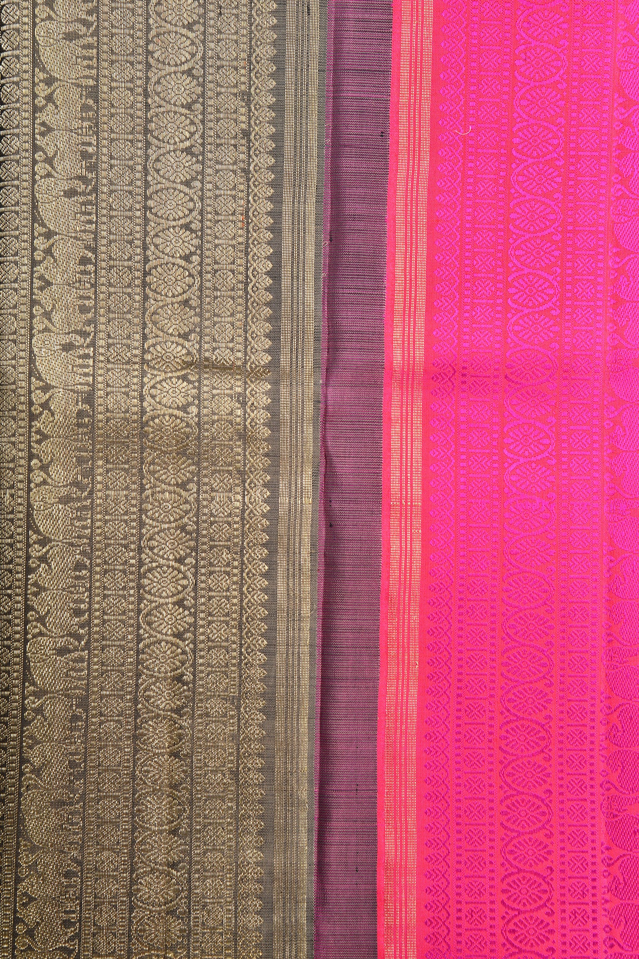 Double Pallu Dark Grey Kanchipuram Silk Saree