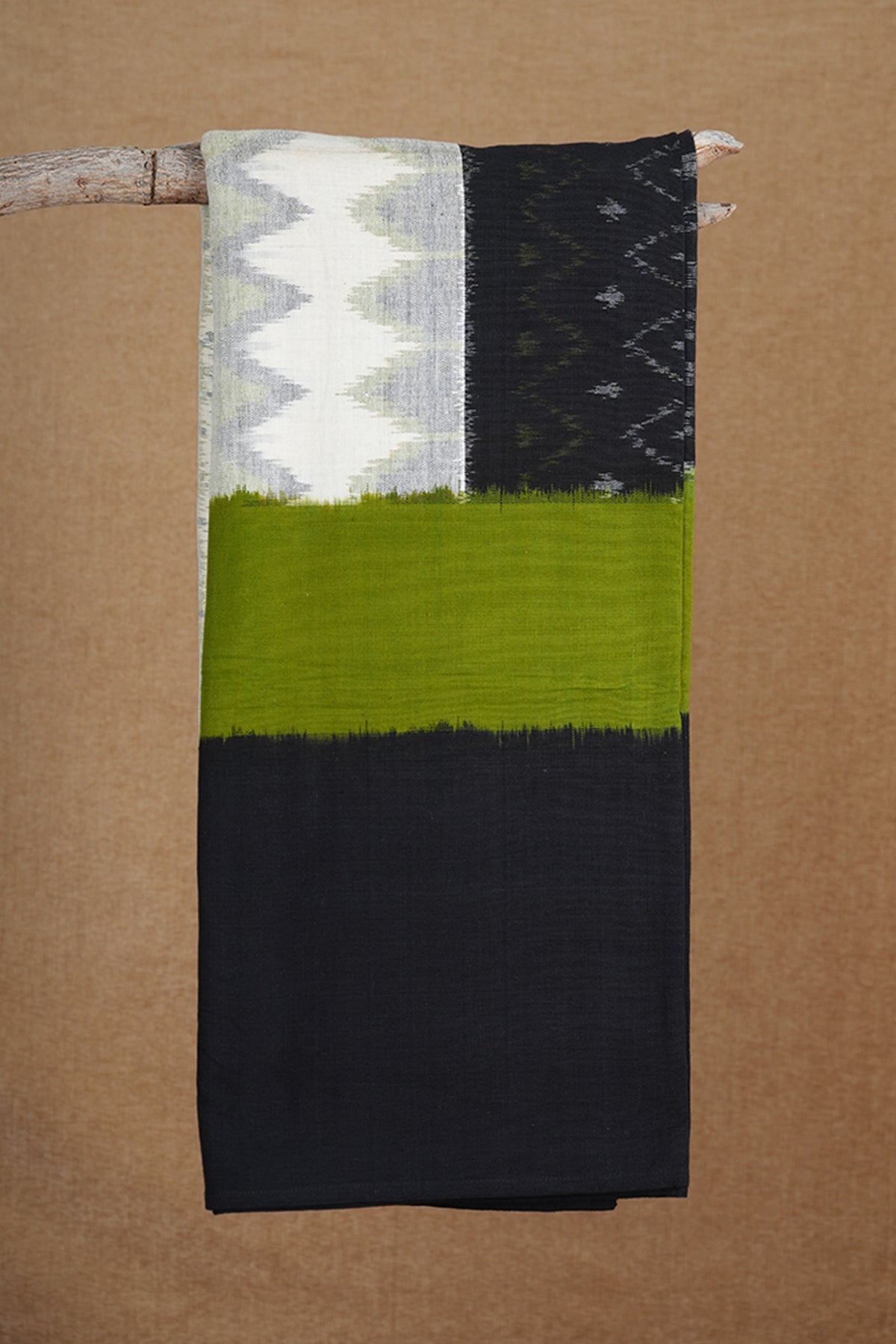 Allover Design Multicolor Ikat Cotton Double Bedspread